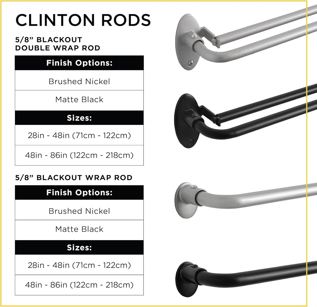 Eclipse Clinton Gardinenstangen, Verdunkelungsvorhangstange, 1,6 cm Verdunkelung, verstellbare Gardi