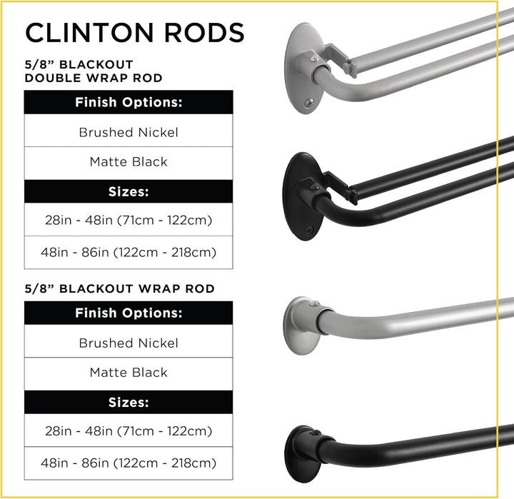 Eclipse Clinton Gardinenstangen, Verdunkelungsvorhangstange, 1,6 cm Verdunkelung, verstellbare Gardi