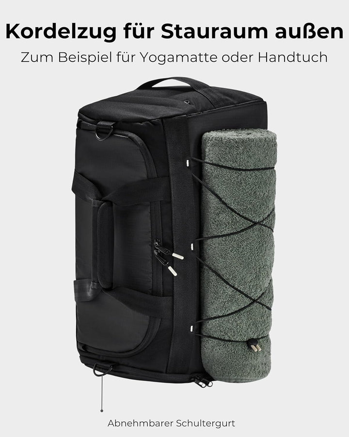 Johnny Urban Sporttasche Herren & Damen Schwarz - Shawn - 2 in 1 Tasche mit Rucksackfunktion für Rei