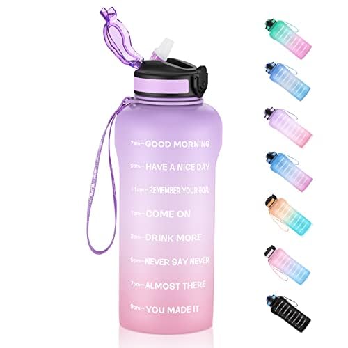 2 Liter Trinkflasche Sport mit Strohhalme, 2000ml Gross Sportflasche BPA Frei, Auto Wasserbehälter A