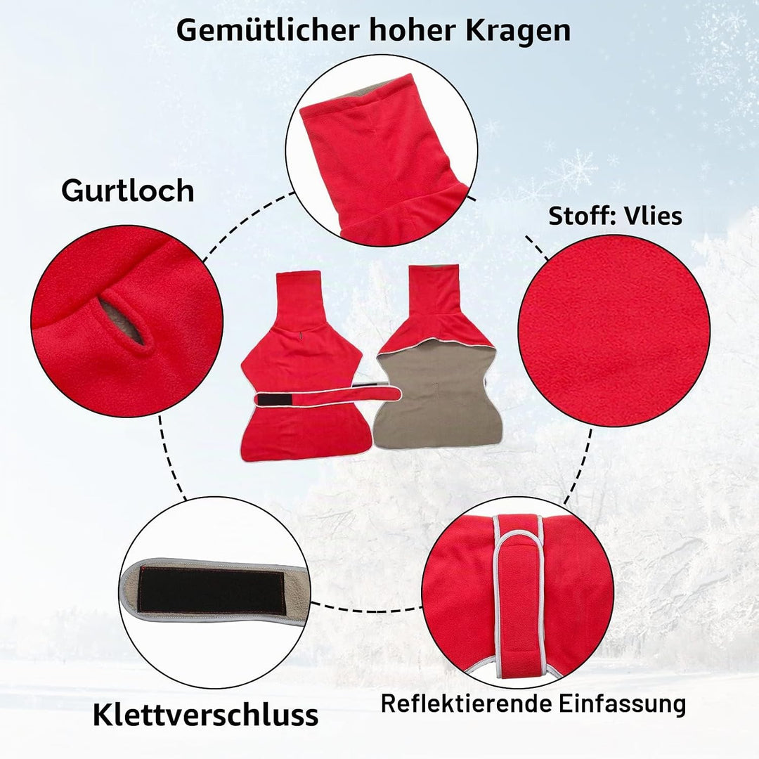 Geyecete Fleece Hundemantel Pullover Windhunde,Whippet winterjacken ,Verstellbaren Hundeweste,kleidu