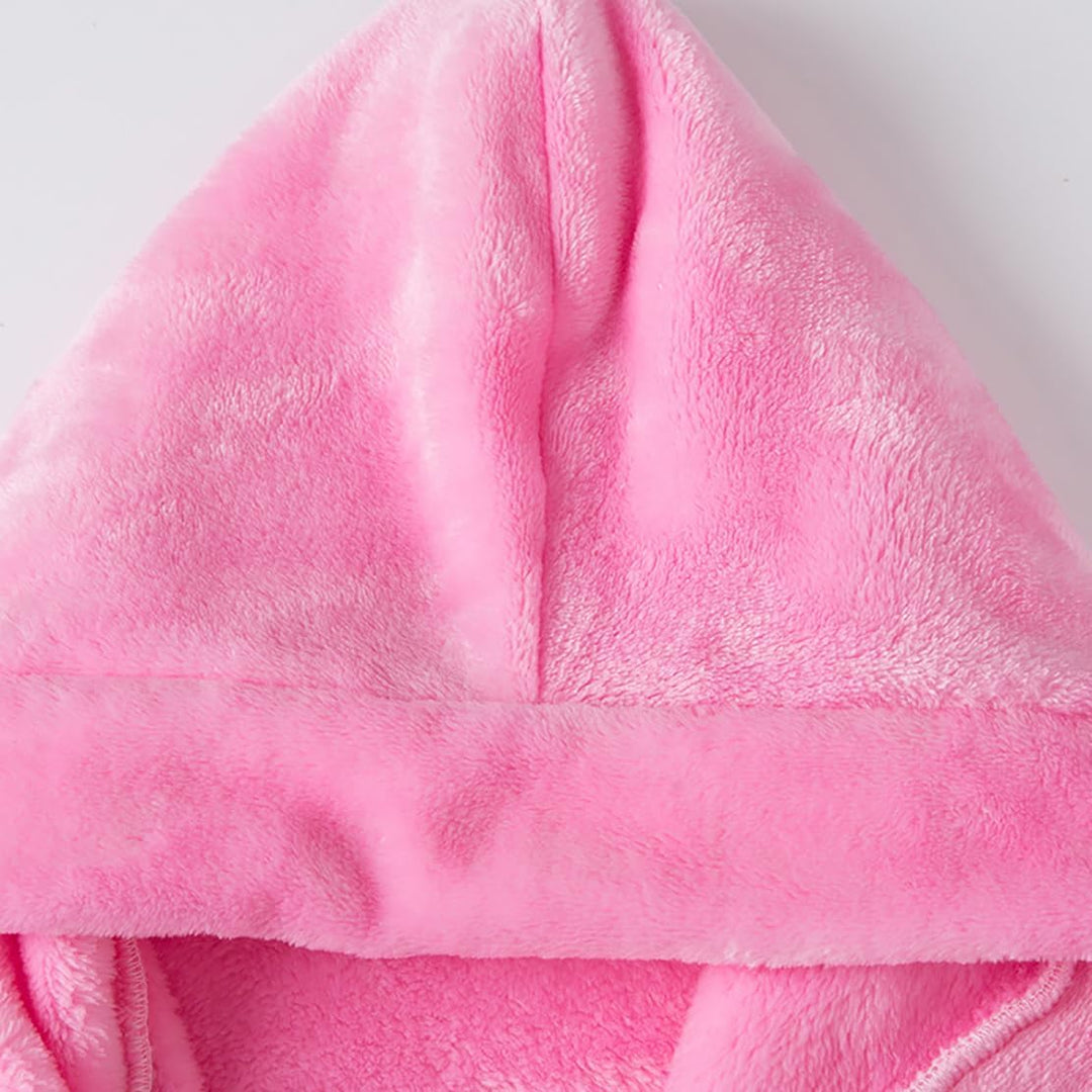 Bademantel für Mädchen, einfarbig, mit Kapuze, Flanell-Fleece-Bademantel für Jungen rose 9-12 Jahre,
