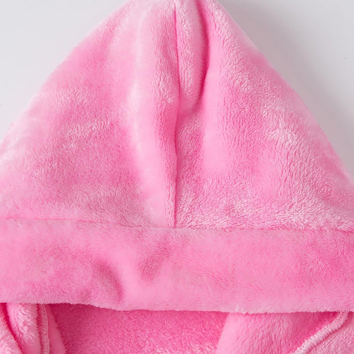 Bademantel für Mädchen, einfarbig, mit Kapuze, Flanell-Fleece-Bademantel für Jungen rose 2-3 Jahre,