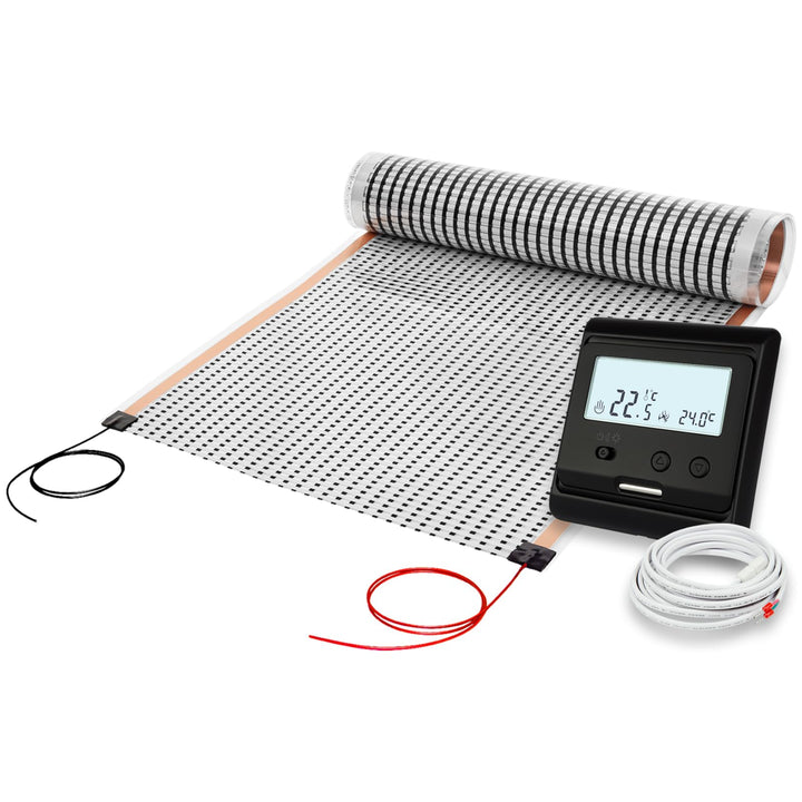 1m 12V Infrarot Heizfolie als Wohnwagen Heizung + 12V Thermostatregler Set - Fussbodenheizung im Woh