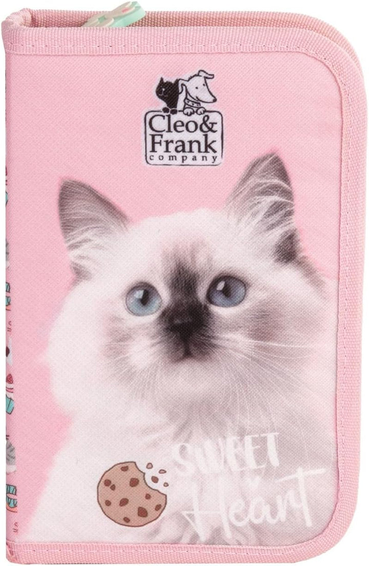 Ragusa-Trade Katze Kätzchen, Federtasche Federmappe, 24 TLG. gefüllt für Kinder Jungen Mädchen, rosa