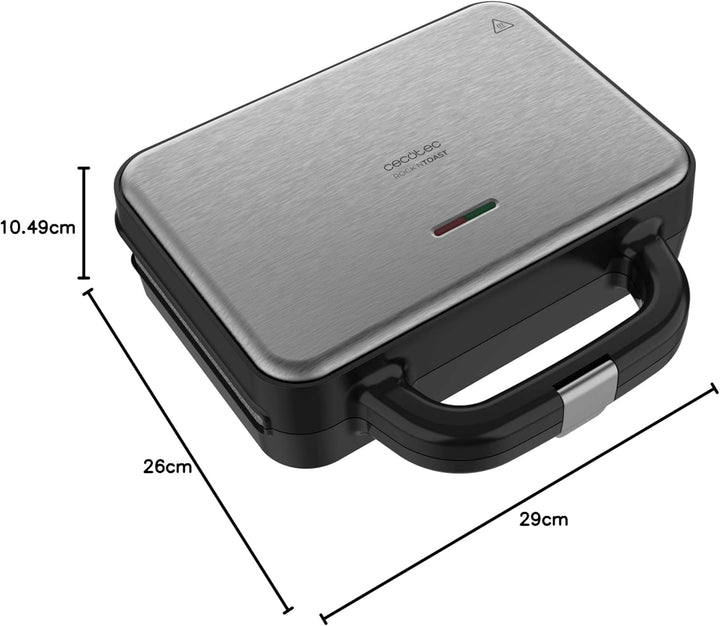 Cecotec Sandwichmaker Rock'nToast Deep Classic, 1000 W, grössere Breite, dreieckige Platten, gleichm