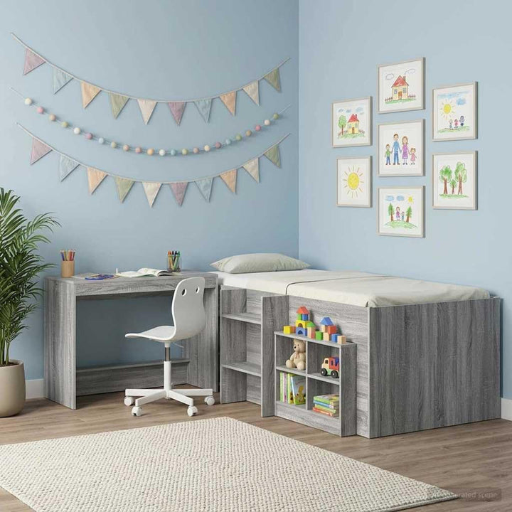 Bett-Schreibtisch Grau Sonoma aus Holzwerkstoff 100 x 45 x 75 cm für Laptop PC im Homeoffice, Arbeit