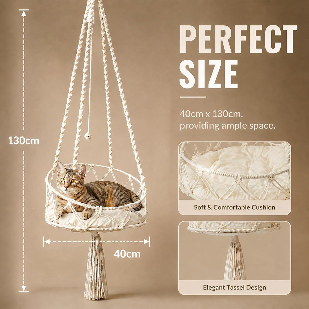 Katzenschaukel, 40cm Katzenschaukel-Hängematte, Boho Makramee Katzenschaukel Hängematte, Katzenschla