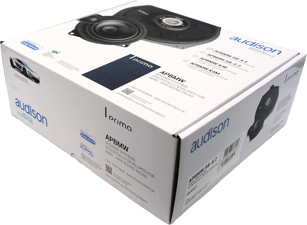 Audison APBMW S8-4.2 – 200-mm Slim-Subwoofer für BMW/MINI, 300W Peak, 4 Ohm, Plug &amp; Play-Untersitzmo