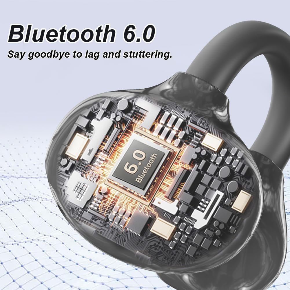 Clip-on Open-Ear Bluetooth-Kopfhörer Wireless,Bluetooth 6.0,60 Stunden Ultra-Lange Akkulaufzeit,Komf
