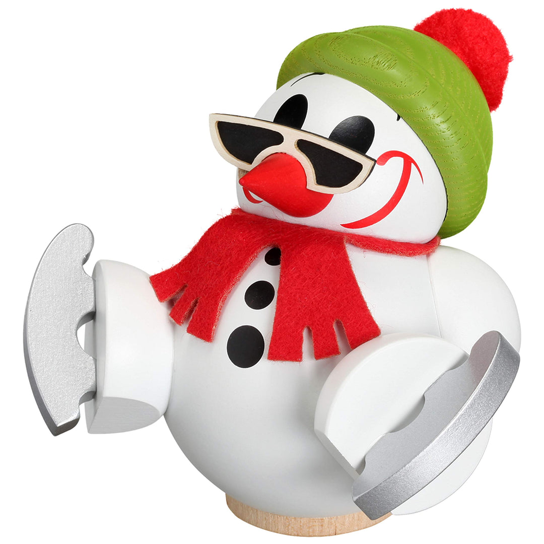Seiffener Volkskunst | Deko Räuchermännchen | Cool-Man Räuchermann 9 cm | Schneemann | Original Erzg