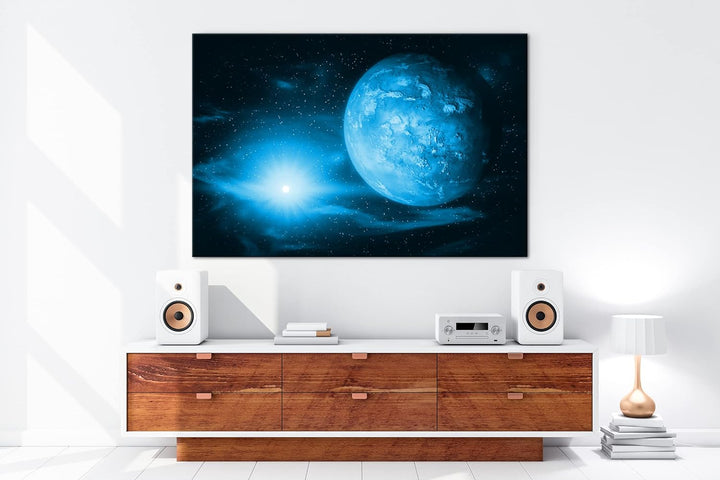 deyoli Dark Planet Mars in unserem Sonnensystem Format 80x60 Effekt: Monocrome Blau als Leinwandbild