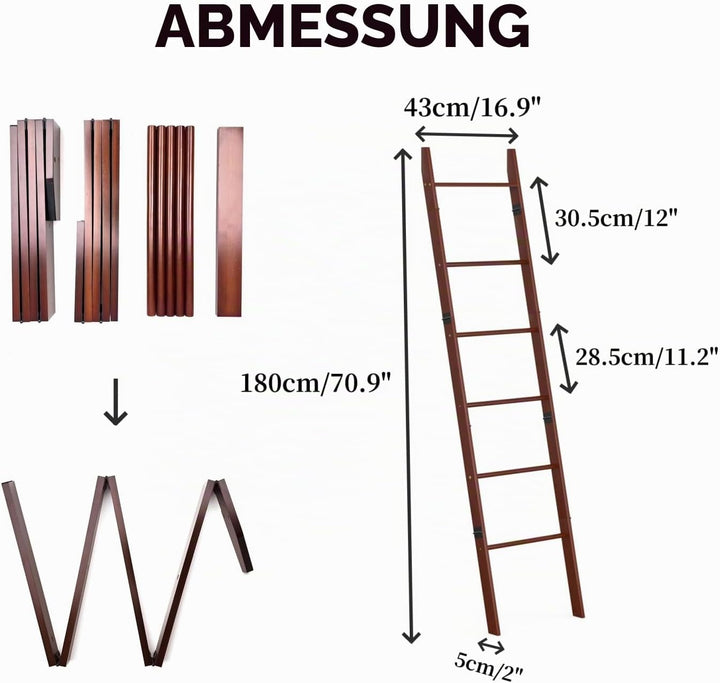BAMBANG 6-stufige Handtuchleiter für Wohnzimmer, Deckenquilt-Leitergestell dekorativer Handtuchhalte