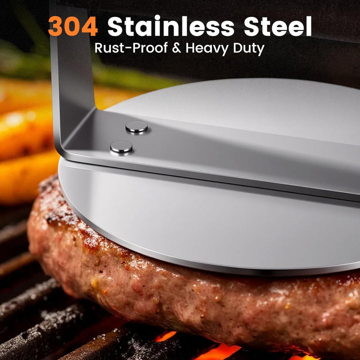 Tesmotor Smash Burgerpresse aus Edelstahl mit Holzgriff – Robuste Burger Press für Grill & BBQ – Pro