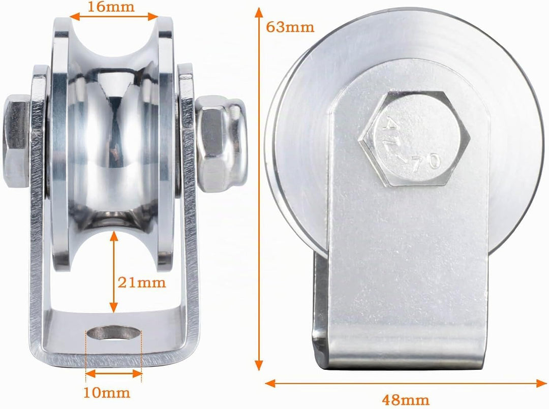 Umlenkrolle mit 2 Kugellager, Edelstahl Fitness flaschenzug，Umlenkrollen für 12MM Seile Stahlseil, T