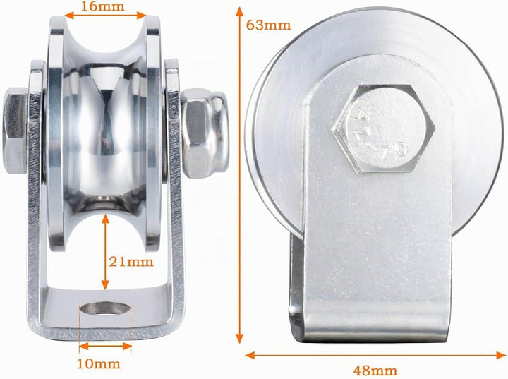 Umlenkrolle mit 2 Kugellager, Edelstahl Fitness flaschenzug，Umlenkrollen für 12MM Seile Stahlseil, T