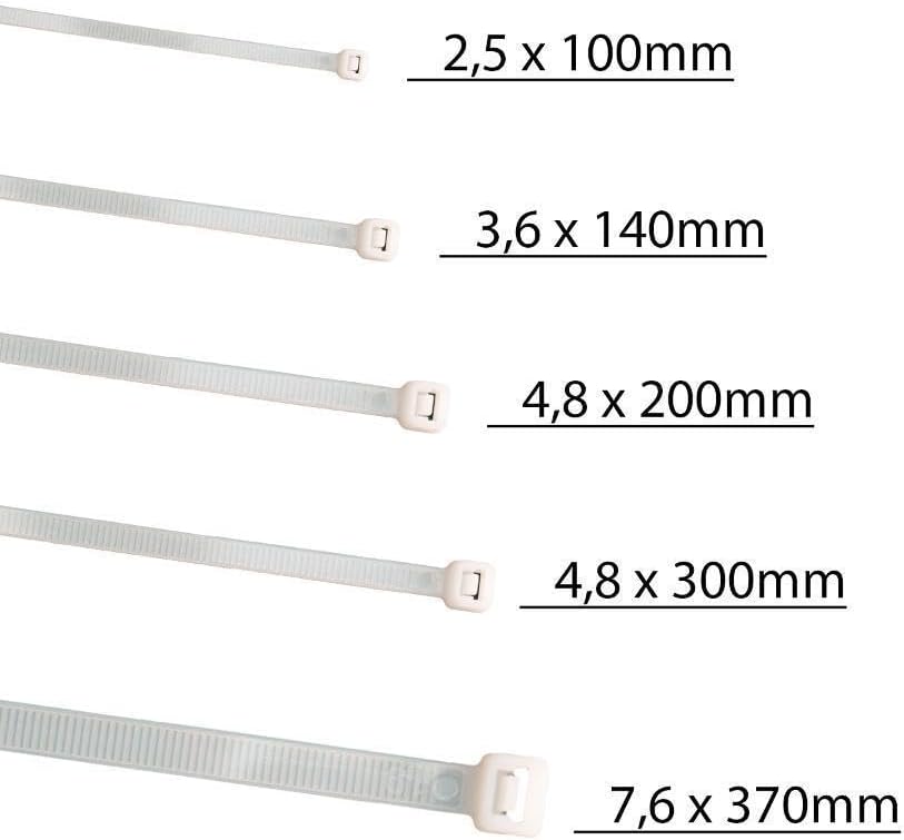Kabelbinder 100 Stück weiss wetterfest lang uv beständig Universalbinder 2,5|3,6|4,8|7,6 breit (7,6