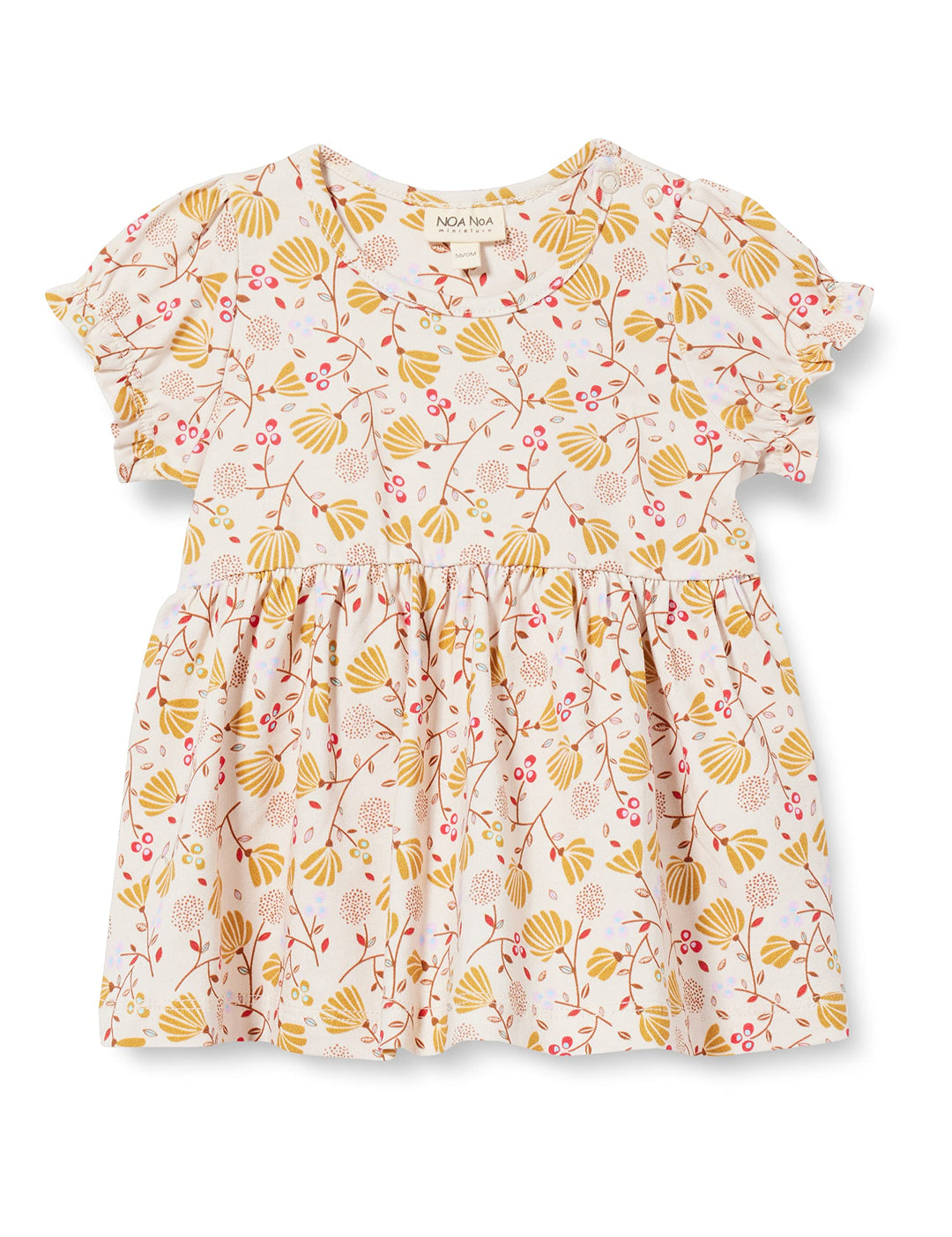 Noa Noa miniature Baby-Mädchen Kittynnm Dress 56 Print Offwhite/Yellow, 56 Print Offwhite/Yellow
