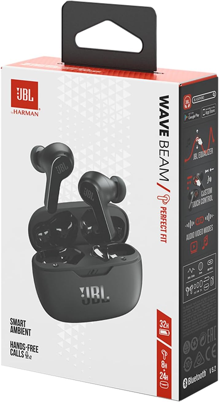 JBL Wave Beam – Kabellose In-Ear Ohrhörer mit IP54 und IPX2 Wasserdichtigkeit – Freisprechfunktion u