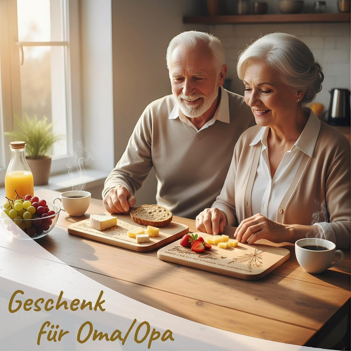 Oma und Opa Geschenk, Ostergeschenk für Grosseltern, Frühstücksbrettchen mit Gravur Geburtstagsgesch