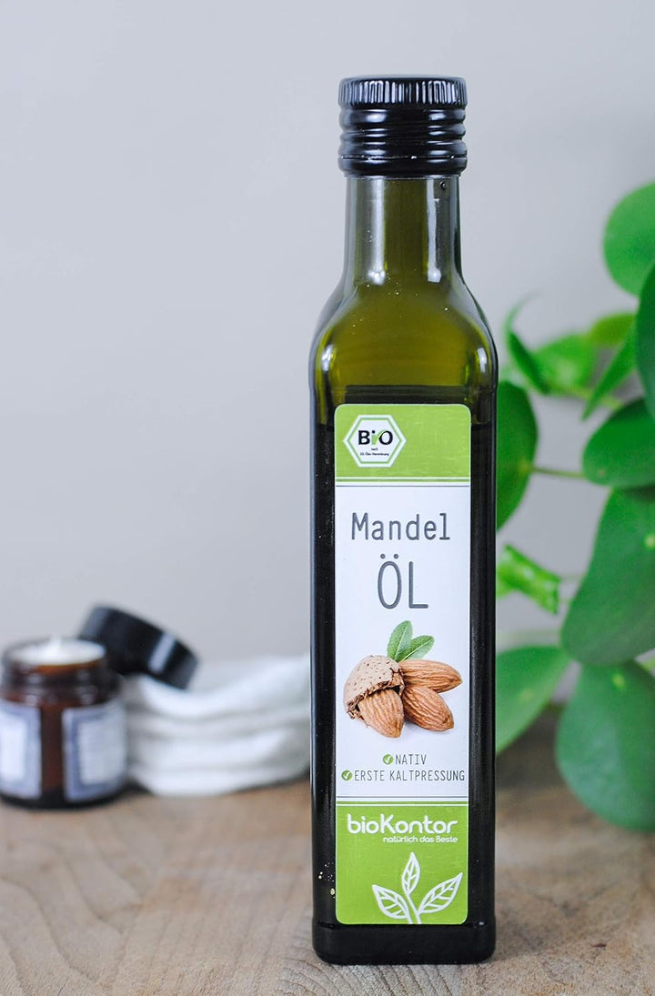 bioKontor – Bio Mandelöl 250ml – Mandelöl nativ kaltgepresst – 100% naturreines Mandel Öl in Rohkost