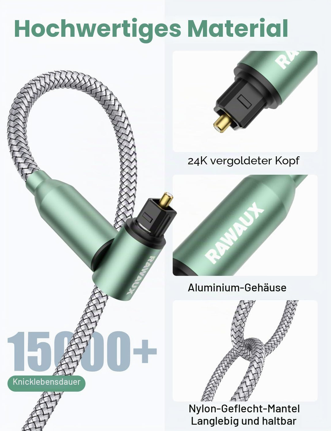 90 Grad Optisches Kabel 1M Rechtwinklig Optisches AudioKabel mit 360 Grad Rotierend Winkelstecker Di