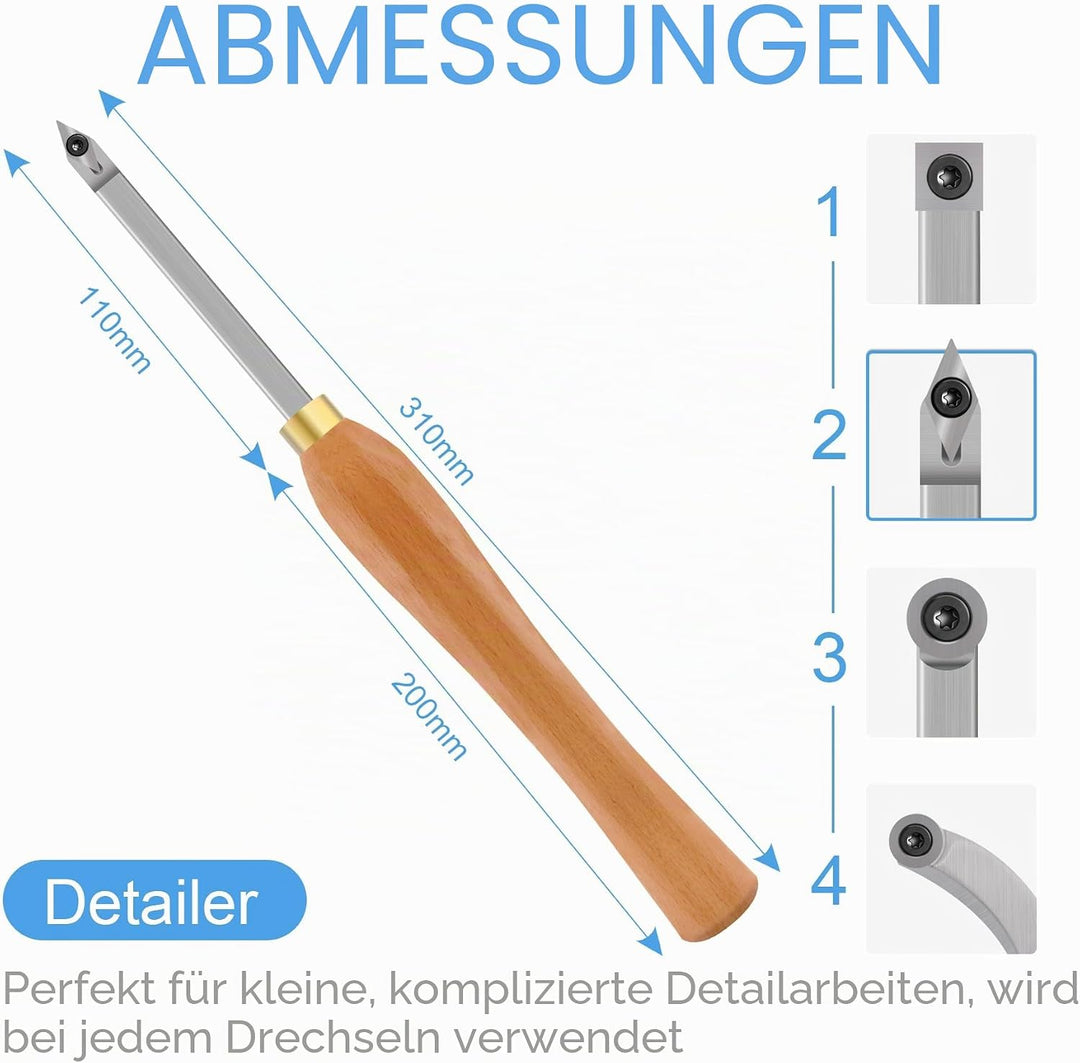 CDBP Drehmeissel Drechselwerkzeug Diamant Hartmetall Drehstahl für Holz-Hobbyisten oder Heimwerker o