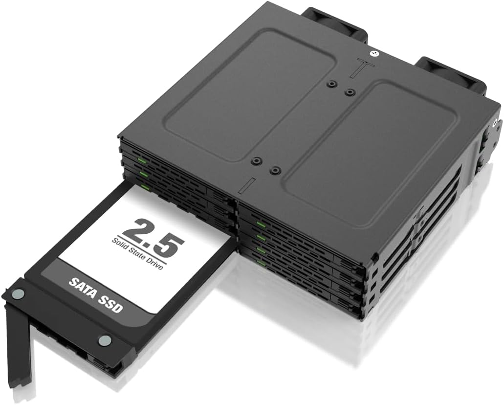 ICY DOCK 8X 2,5" SATA/SAS HDD/SSD Wechselrahmen mit schraubenlosen Trays in 5,25" Schacht - ExpressC