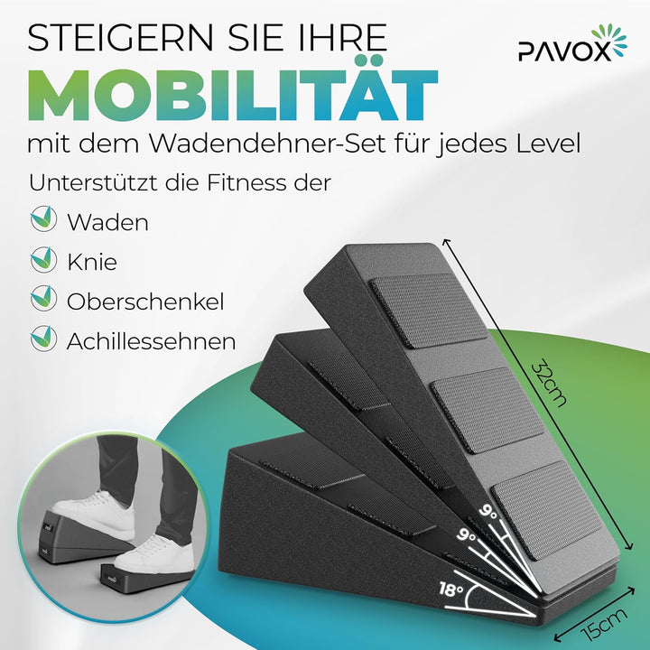 PAVOX® Wadendehner - extra rutschfeste Kniekeile inklusive eines Yogagurts | vielseitig einsetzbare