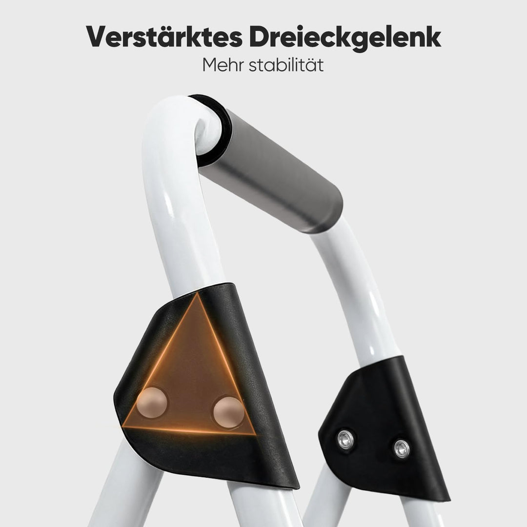 Sekey Trittleiter Klappbar 2 Stufen, Haushaltsleiter mit Stahlrahmen, Breiter Rutschfester Kunststof