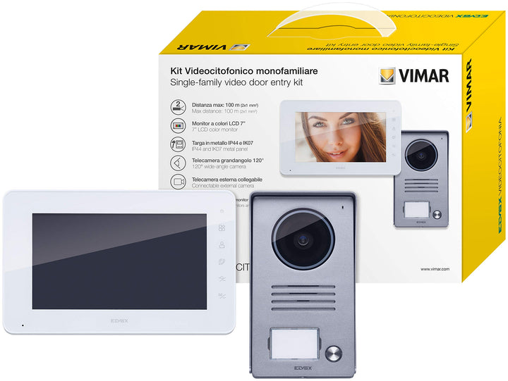 VIMAR K40930 Videosprechanlage-Set 1 Familie enthält Freisprech-Videohaustelefon kapazitivem Tastatu