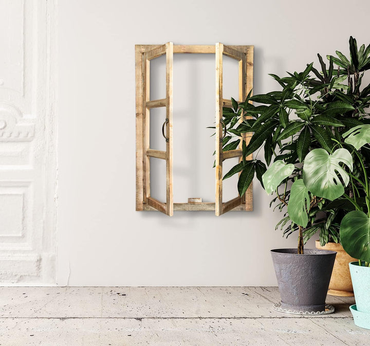 Deko Vintage Stallfenster im Landhausstil mit Rahmen und 2 Fensterflügeln - Deko Fenster zum Hängen