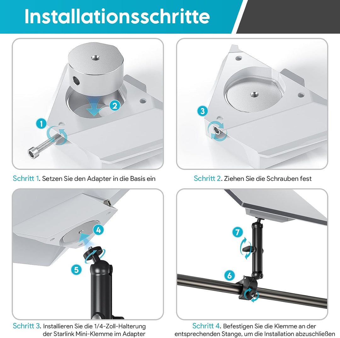 XLTTYWL 2025 Starlink Mini-Stativhalterung, Aluminium-Adapter für Starlink Mini-Antenne mit 1/4"-20