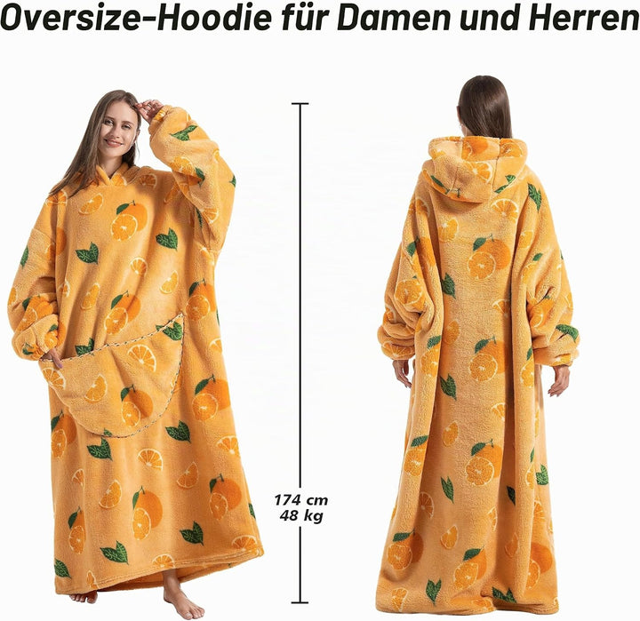 Lange Hoodie Decke mit Ärmeln für Damen &amp; Erwachsene - Kuscheldecke mit Ärmeln - Weiche &amp; Warme Deck
