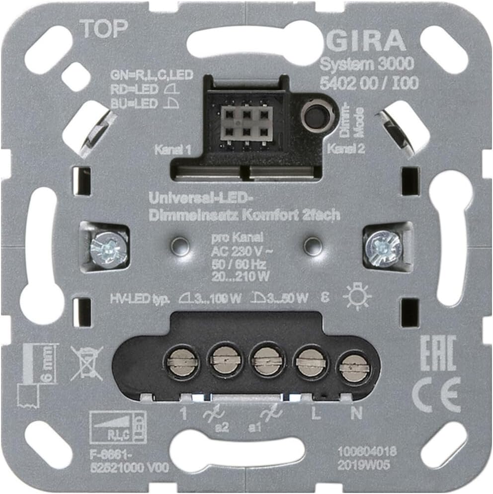 S3000 Uni-LED-Dimmein Komfort 2f Einsatz GIRA 540200