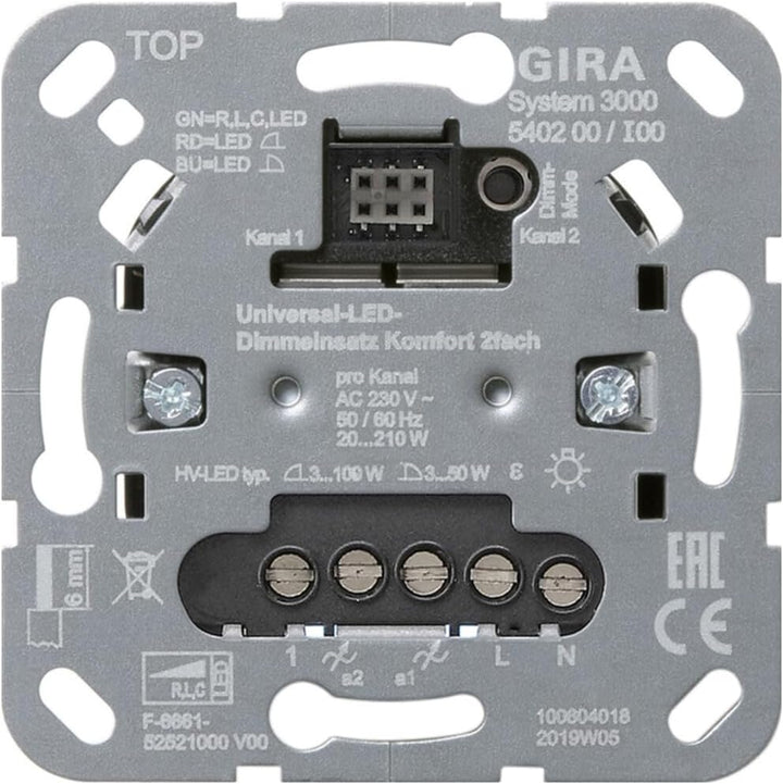 S3000 Uni-LED-Dimmein Komfort 2f Einsatz GIRA 540200