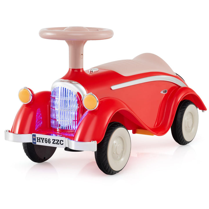 COSTWAY Rutschauto, klassisches Rutschfahrzeug mit Lenkrad & Hupe & LED-Scheinwerfer, Kinderfahrzeug