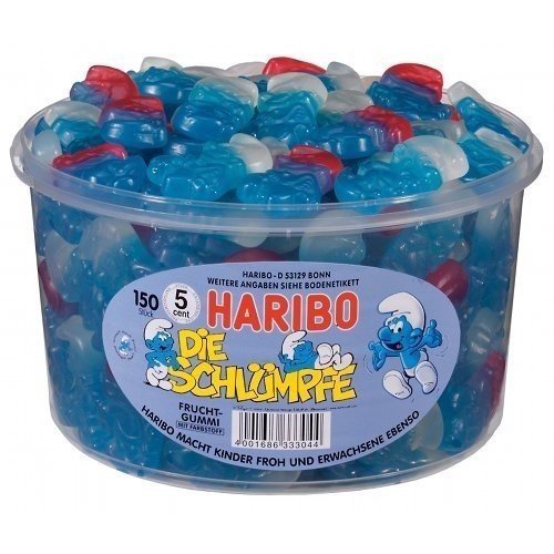 Haribo Schlümpfe in Runddose, 2er Pack (2 x 1.35kg Dose, 2x 150 Schlümpfe)