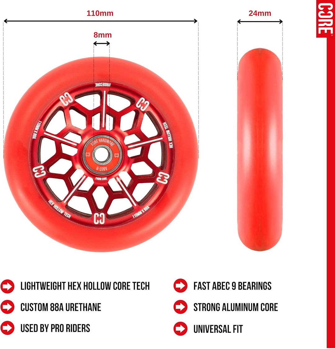 Centrano Unisex – Erwachsene Core Hex Scooter Rolle, Rot, 110mm 110mm Rot, 110mm Rot