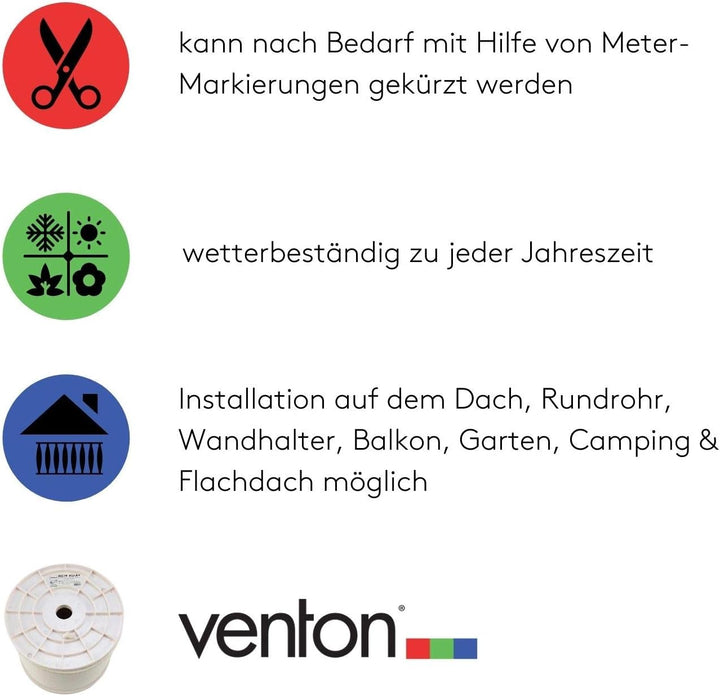 Venton Sat Kabel coaxial Kabel RG7F-KU 100 m I Antennenkabel A+ 130 dB max. I 5fach geschirmter HQ d