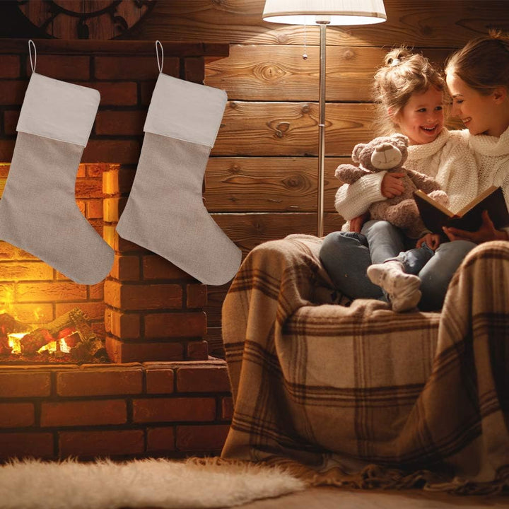 Sackleinen Weihnachtsstrümpfe 6er Pack, Weihnachten hängende Taschen Weihnachtsfeiertagsstrumpf Weih