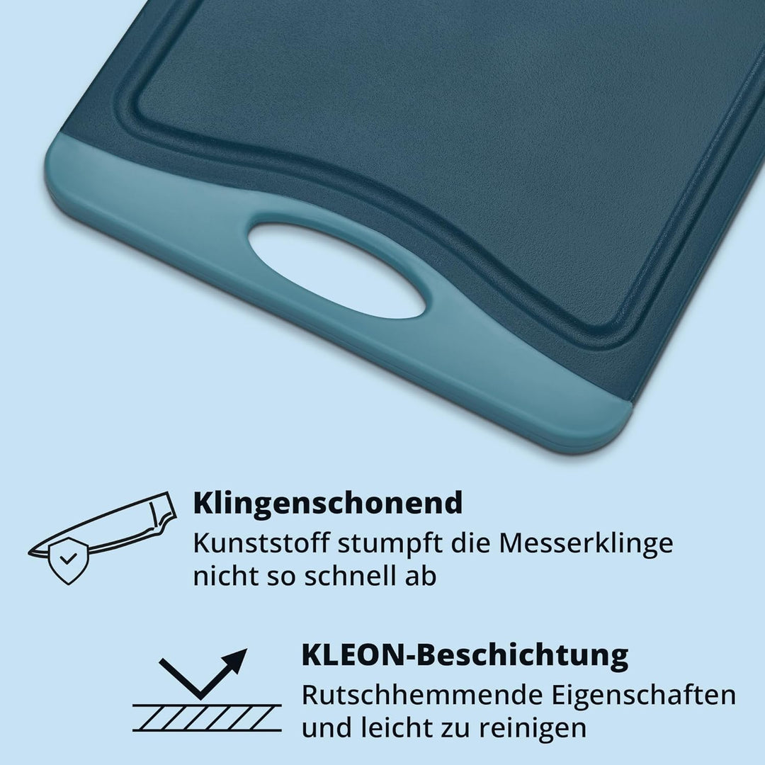 KHG Schneidebrett aus Kunststoff Petrol - 37 x 25 x 0,8 cm - Grosses Messerbrett, Küchenbrett rutsch