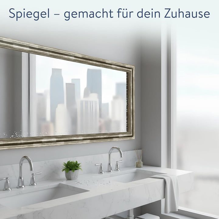 WANDStyle Spiegel Barock und Antik I Aussenmass: 40x100cm I Farbe: Silber I silberner Wandspiegel au