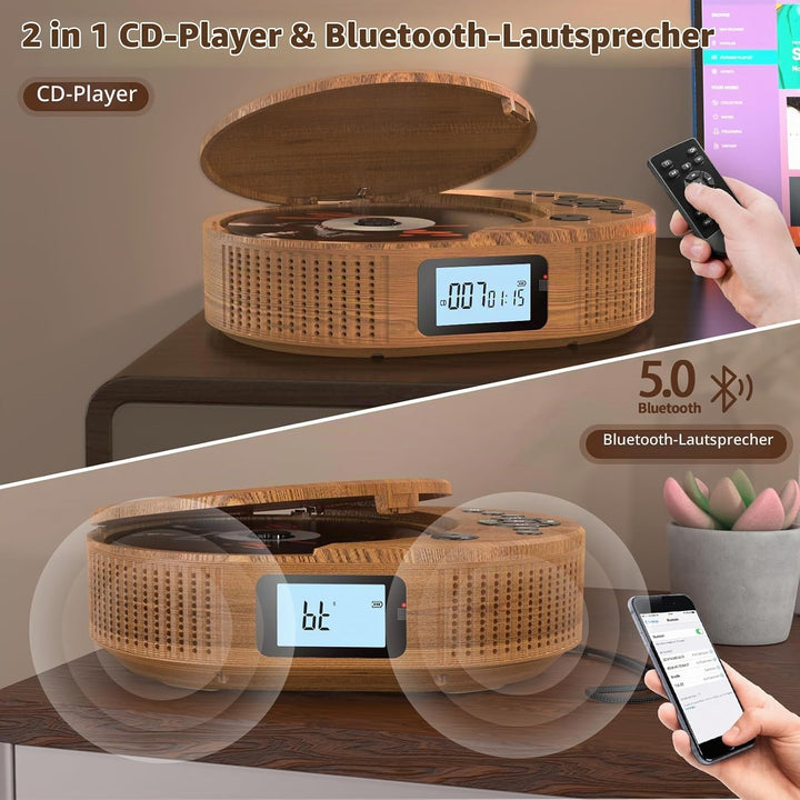Desobry CD Player tragbar Kinder klein mit Bluetooth discman Kinder Lautsprecher Radio Boombox-CD-Pl