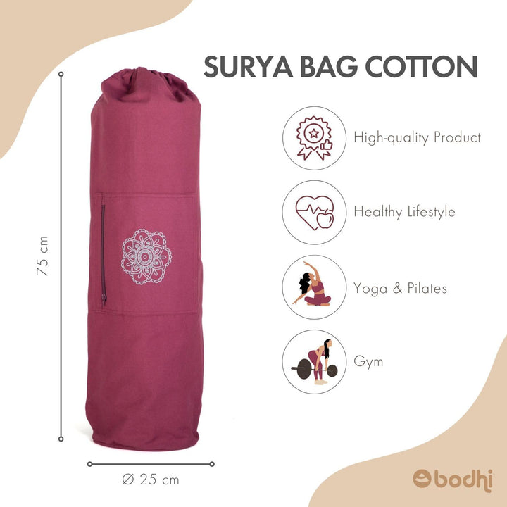 Bodhi SURYA BAG COTTON | Yogatasche gross für Schurwollmatten & Yogamatten | Tasche aus 100% Baumwol