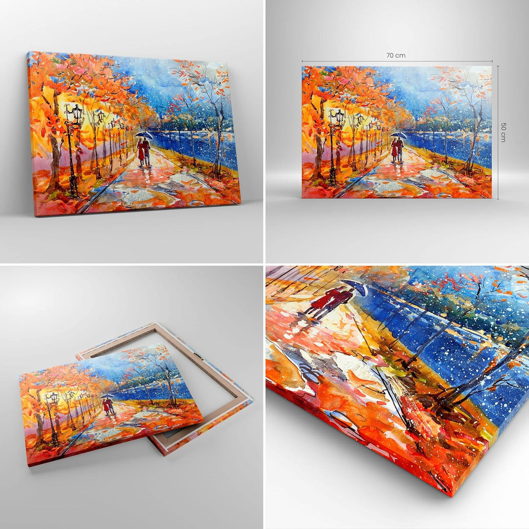 Bilder auf Leinwand Park Paar Baum Leinwandbild mit Rahmen 70x50cm Wandbilder Dekoration Wohnzimmer