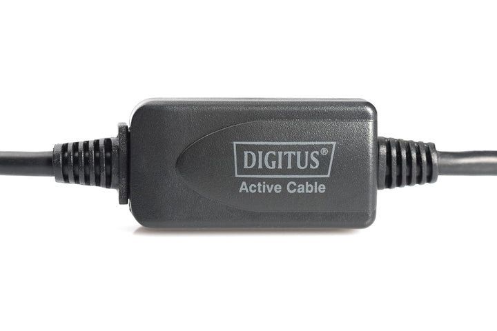 DIGITUS Aktives USB 2.0 Verlängerungskabel, Repeaterkabel, 15 m Länge, USB A Stecker auf USB A Buchs
