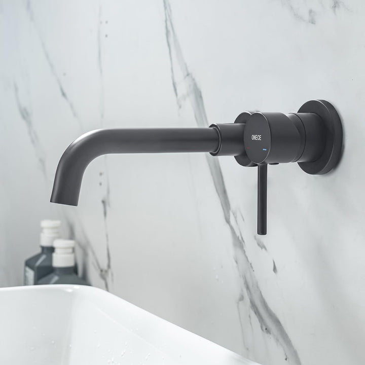 ONECE Unterputz Waschtischarmatur, Wandmontage Wasserhahn Badezimmer Wandarmatur mit 360° Auslauf, W