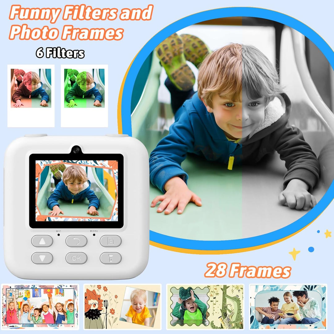 Upgrade Kinderkamera Sofortdruck für Jungen und Mädchen, 1080P HD Dual-Linse Selfie Digitalkamera mi