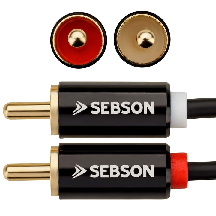 SEBSON Cinch Audio Kabel 10m, 2 zu 2 Cinch Stecker RCA, AUX Audio Kabel für Stereoanlagen, Verstärke